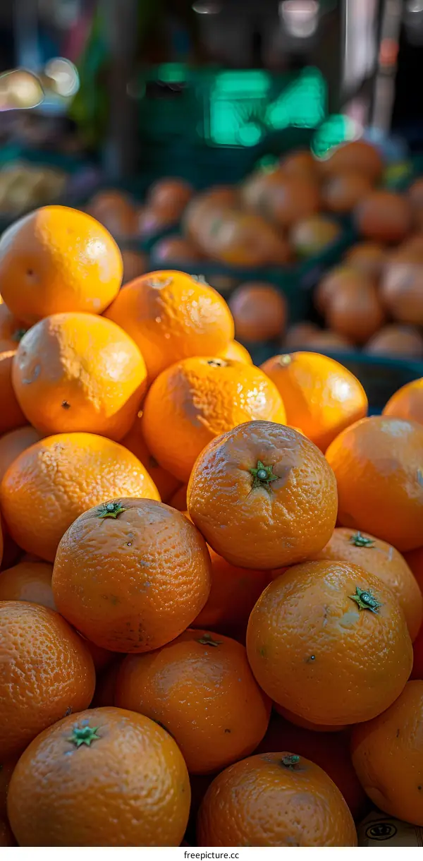 Fresh Oranges Close Up at the Market