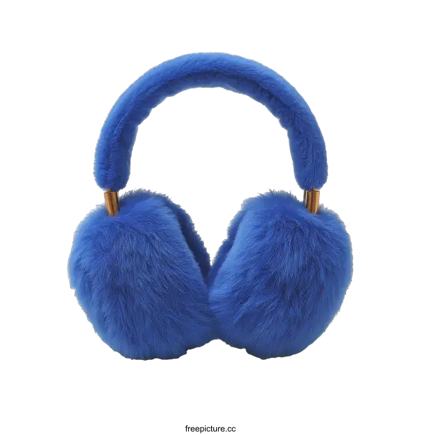 [Transparent Background PNG]Stylish Royal Blue Faux Fur Earmuffs