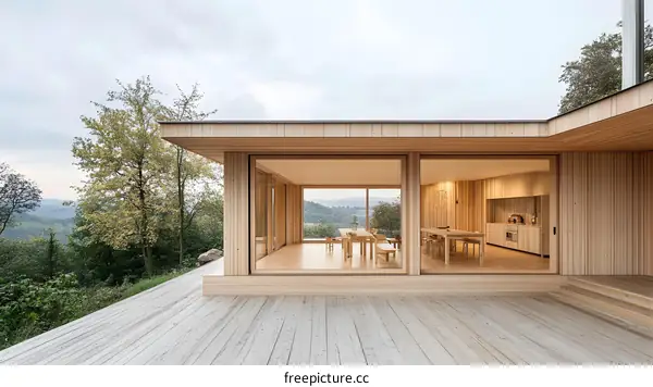 Modern Wooden House with Panoramic Views