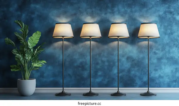 Modern Interior Design with Floor Lamps and Plants