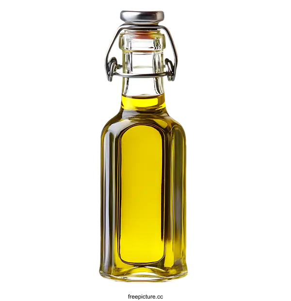 [Transparent Background PNG]Small Glass Olive Oil Bottle with a Metal Cap
