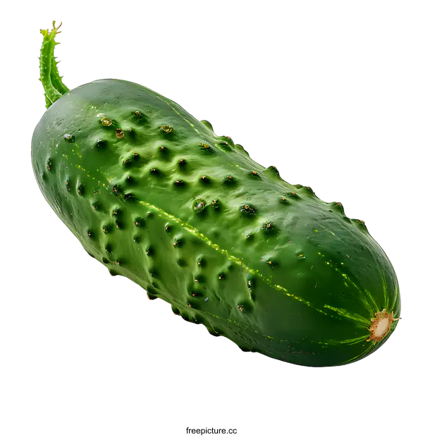 [Transparent Background PNG]A single green cucumber isolated on a white background