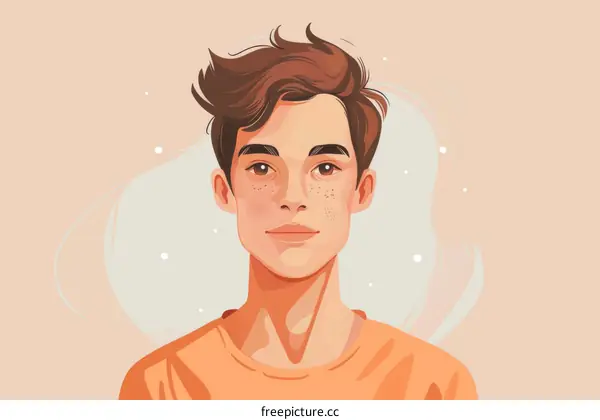 Portrait of a young man with freckles