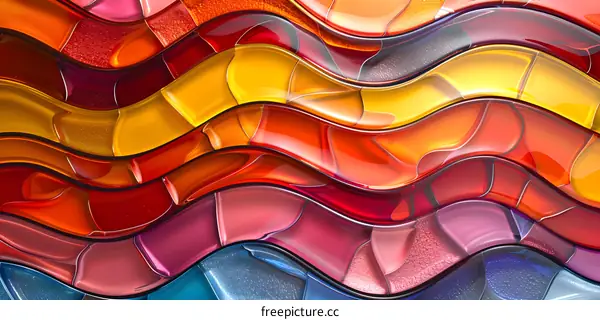 Abstract Colorful Wavy Glass Texture