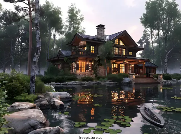 Luxury Log Cabin Home With Pond And Forest
