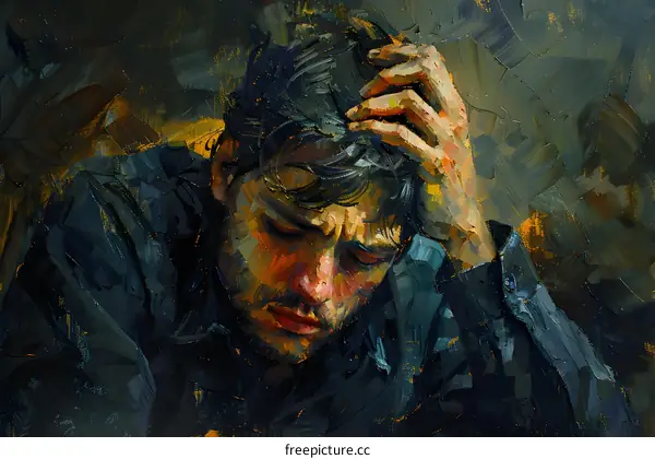Man with Hand on Head Oil Painting