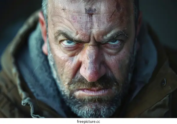 Closeup Angry Man Portrait