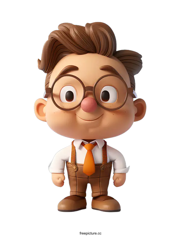 [Transparent Background PNG]3D rendering of a cute cartoon boy
