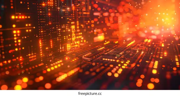 Abstract Technology Background With Glowing Circuit Board