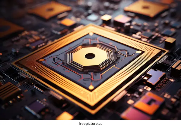 A close-up image of a computer chip.