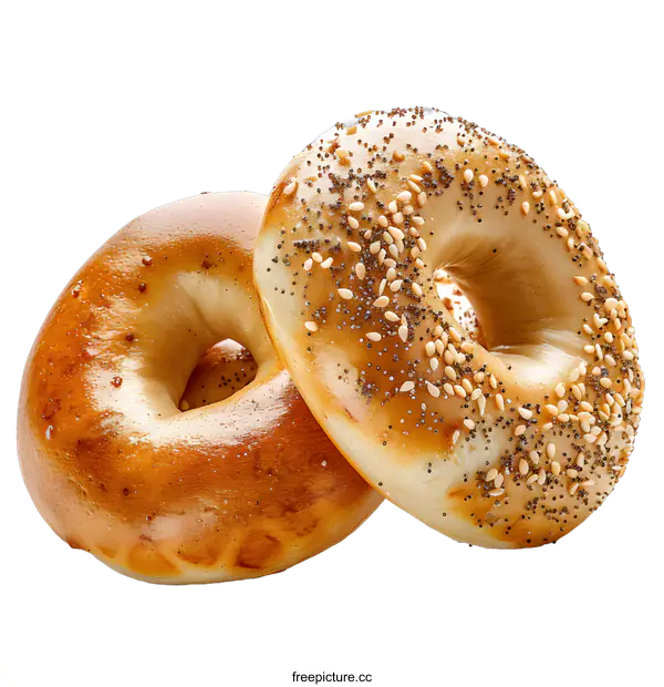 [Transparent Background PNG]Two bagels on a white background