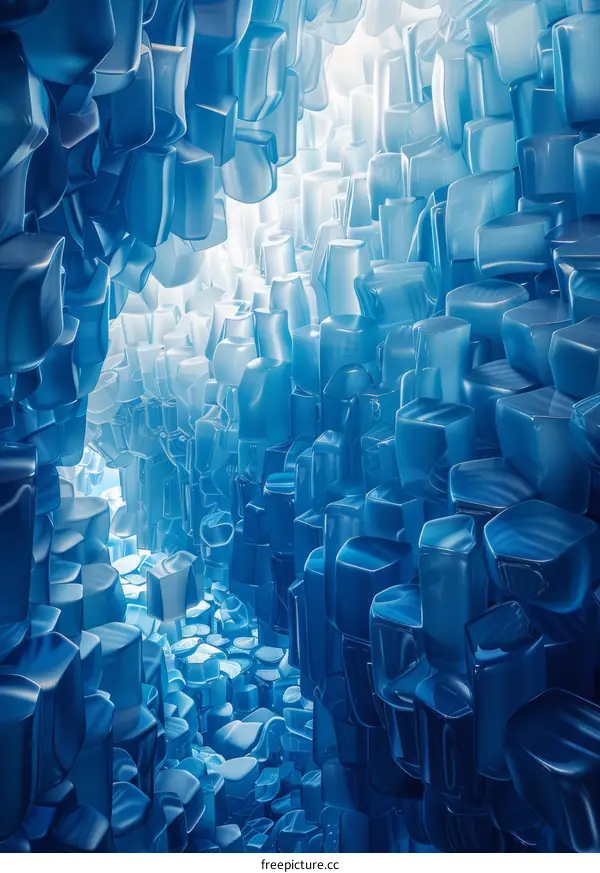 Blue translucent rough crystal cave