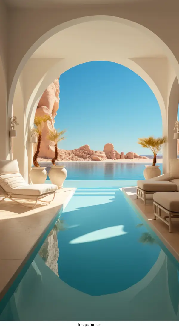 Modern minimalist villa with pool and ocean view