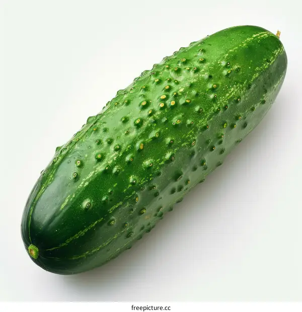 Single cucumber on white background