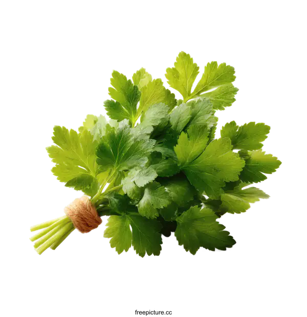 [Transparent Background PNG]Fresh Parsley Bunch Isolated on White Background