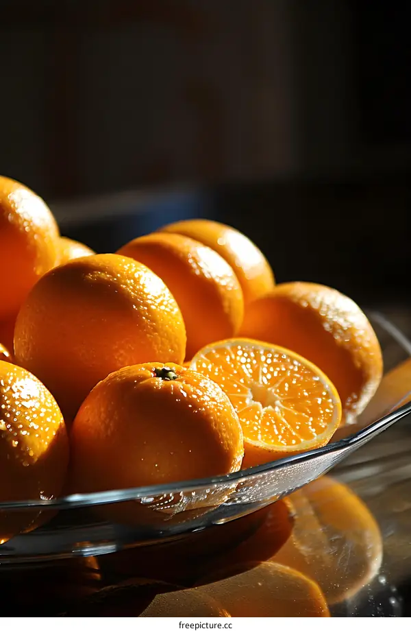 Closeup Of Fresh Oranges In A Bowl