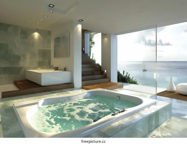 Luxury Coastal Spa Bath with Ocean View