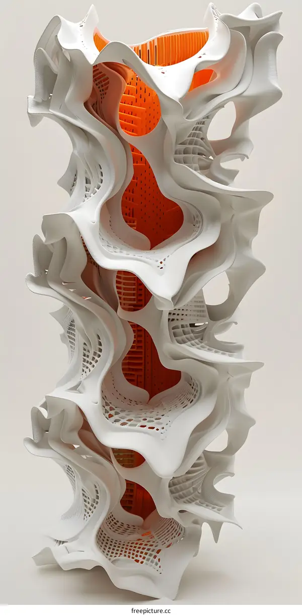 Abstract Architecture Design with White and Orange Color
