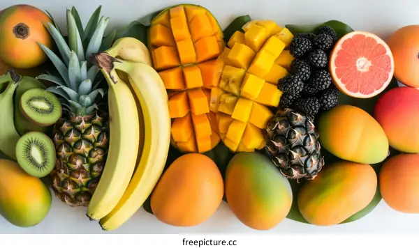A variety of tropical fruits