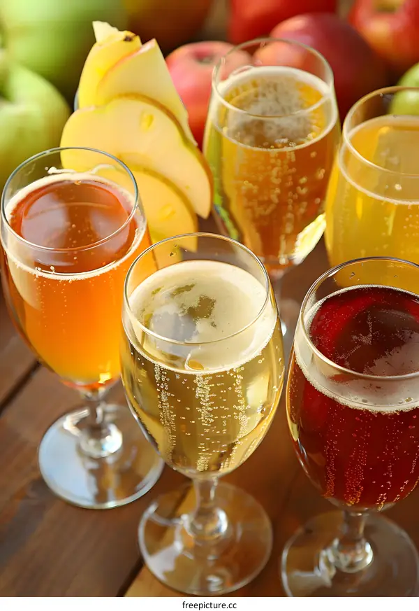 Apple Cider And Sparkling Wine In Glasses