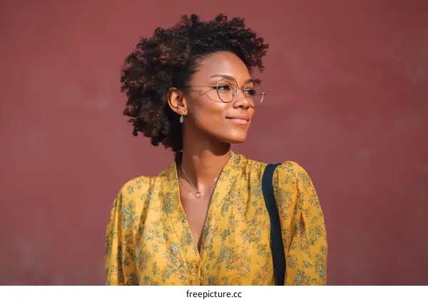 African American Woman Outdoors Posing