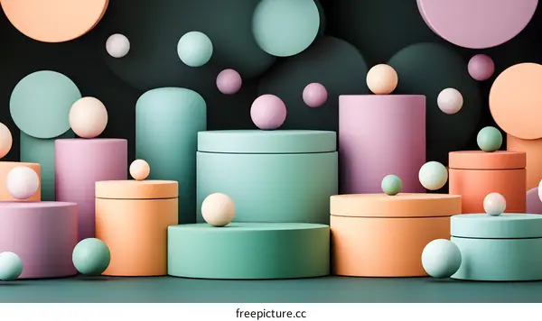 Abstract 3D Geometric Shapes Background Minimalist Design