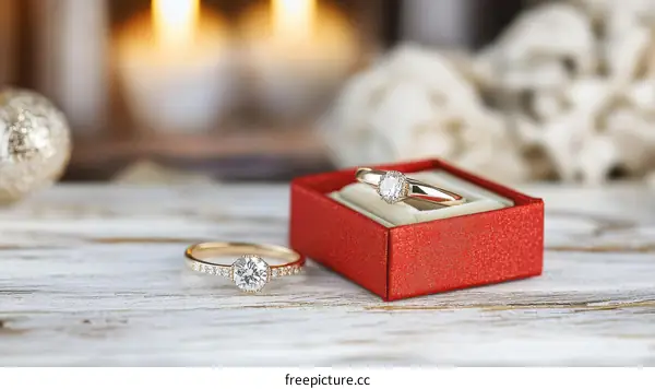 Elegant Diamond Ring in Red Box