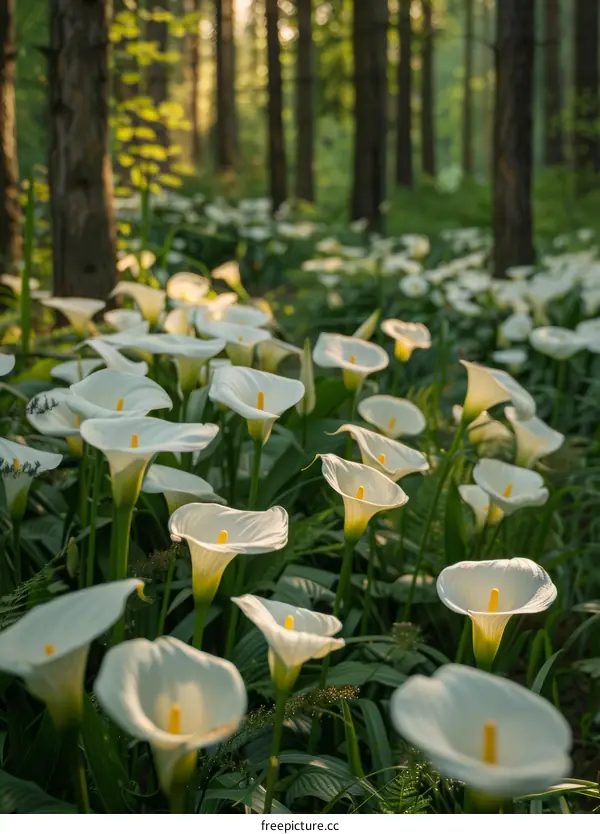 Calla lilies in the forest