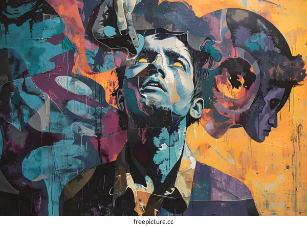 Abstract Portrait of a Man with Yellow Eyes