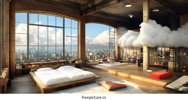 Modern Loft Apartment with Clouds Inside