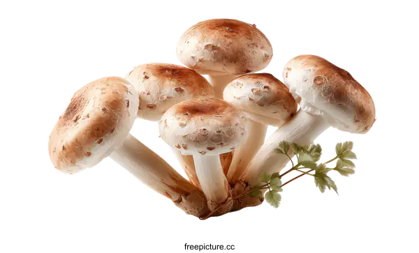 [Transparent Background PNG]Fresh Brown Button Mushrooms Close-Up