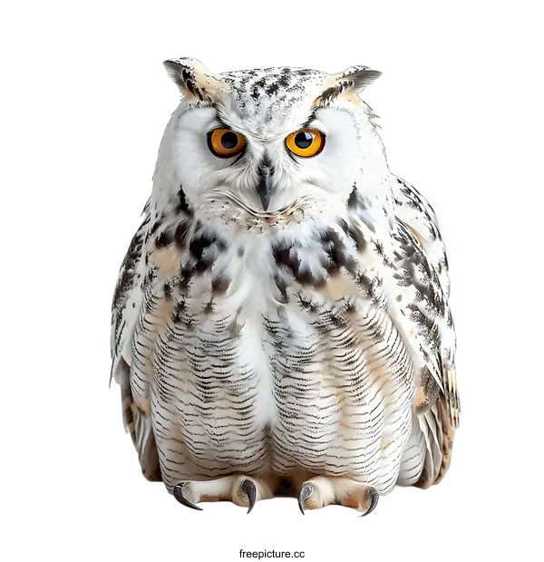 [Transparent Background PNG]Powerful Owl Portrait on White Background