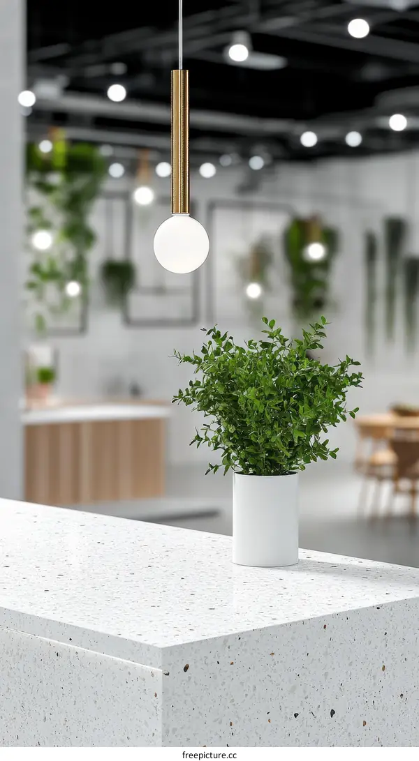 Modern Minimalist Countertop with Pendant Light