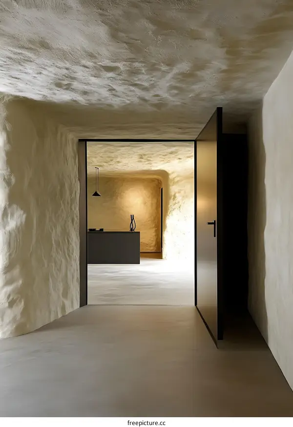 Modern Interior Design with Textured Walls and a Doorway
