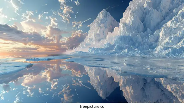 Frozen Serenity: A Glacial Reflection on Dawn's Canvas