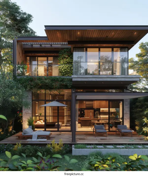 Modern House Exterior Design with Backyard Deck