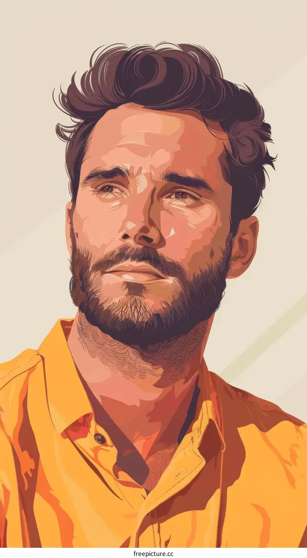 Portrait of a Bearded Man in a Yellow Shirt