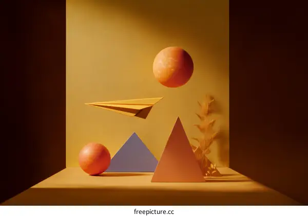 Geometric Shapes Still Life in Mustard Yellow