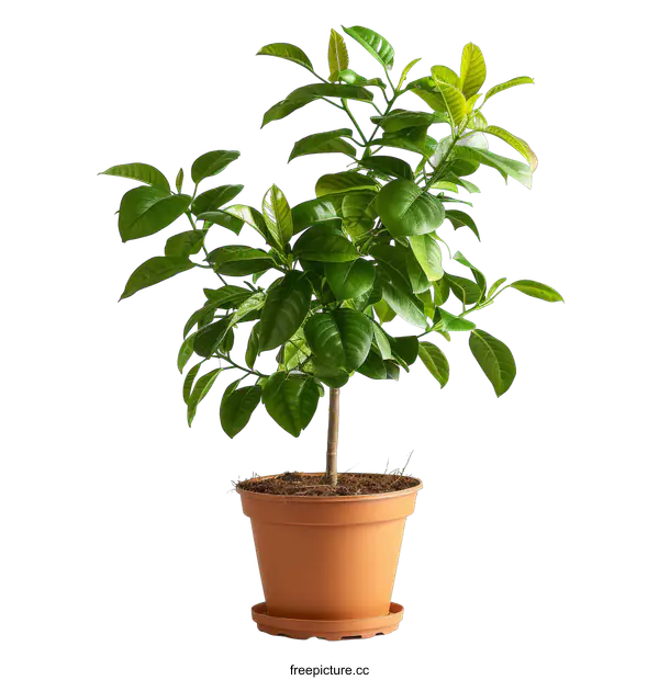 [Transparent Background PNG]A potted plant with green leaves on a black background