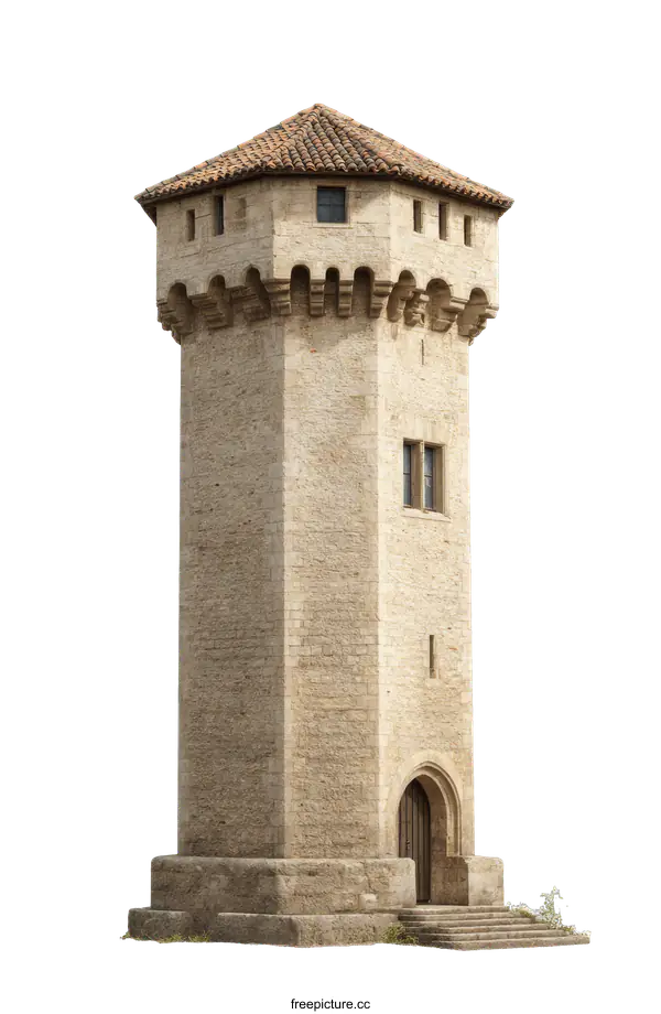 [Transparent Background PNG]Ancient Stone Tower with Architectural Details