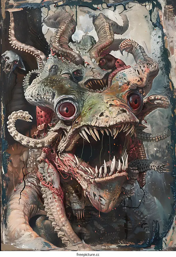 Glowing Eyes and Sharp Teeth of a Monster