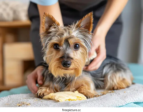 Yorkshire Terrier Massage Session With Female Vet