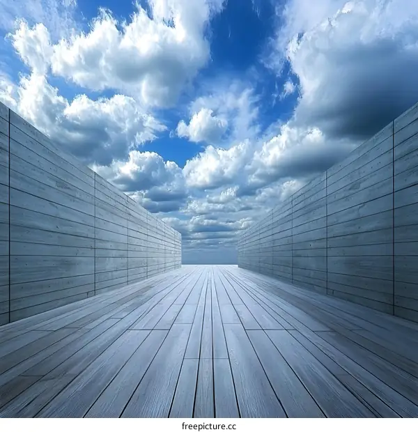 Sky View Through Wooden Walls