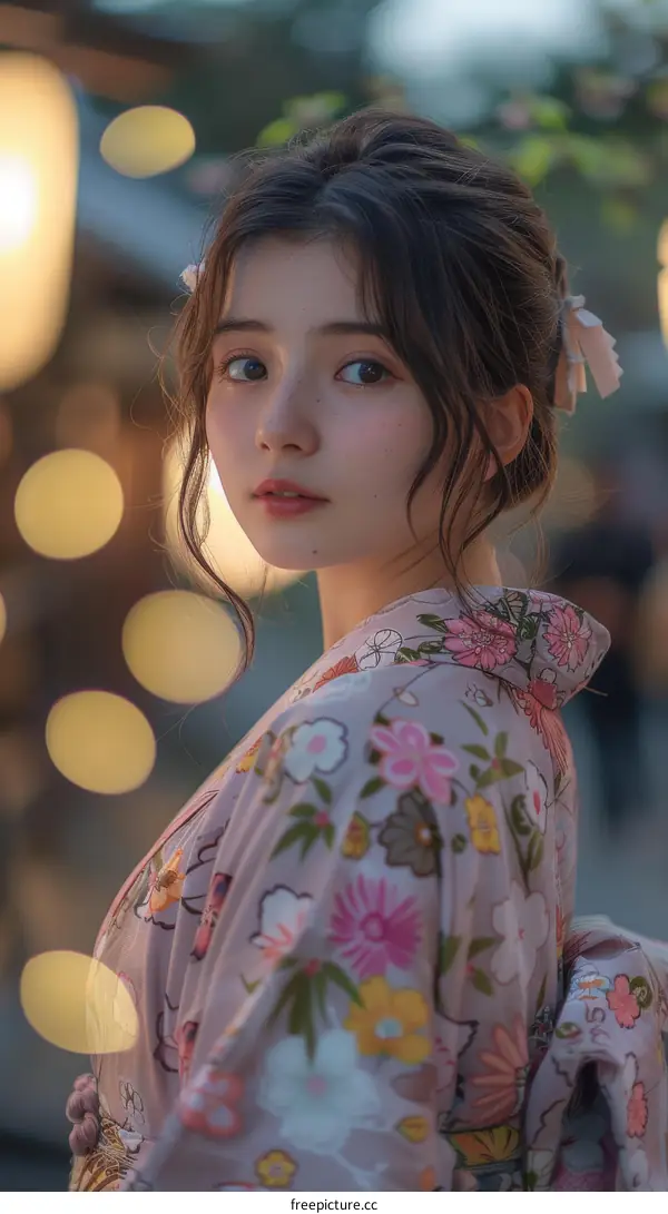 Beautiful Asian Woman in Traditional Kimono