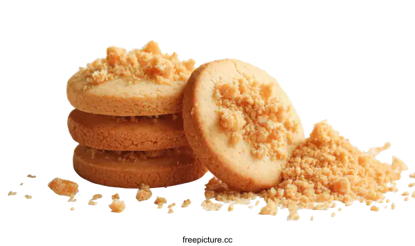 [Transparent Background PNG]Stack of Crumb-Topped Cookies on White Background