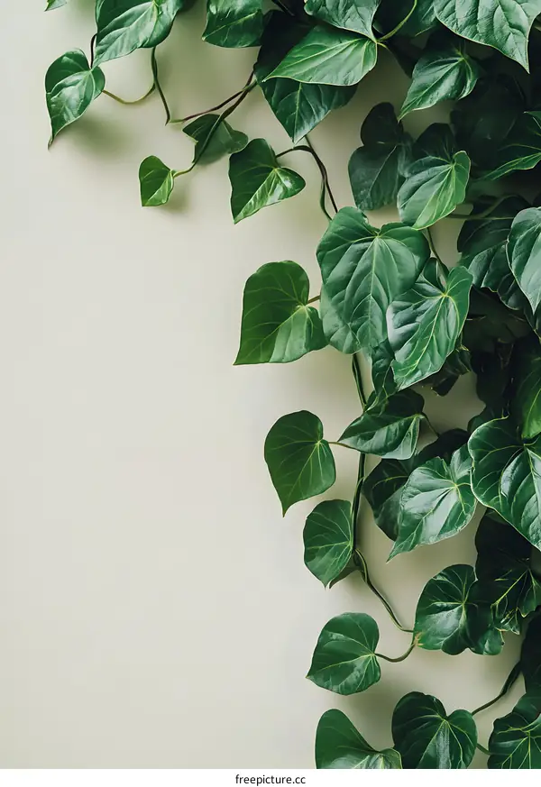 Green Ivy Plant On Light Green Background