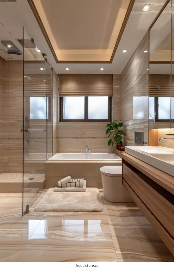 Modern Luxury Bathroom Design with Elegant Tiles