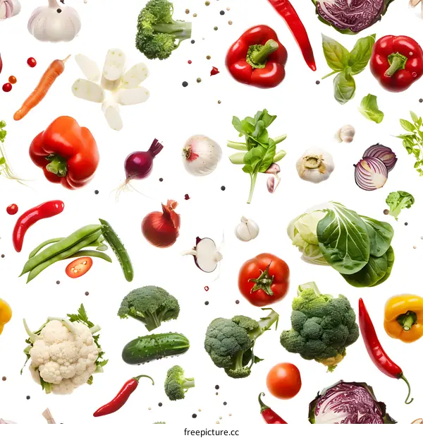 Fresh Vegetables Seamless Pattern Background