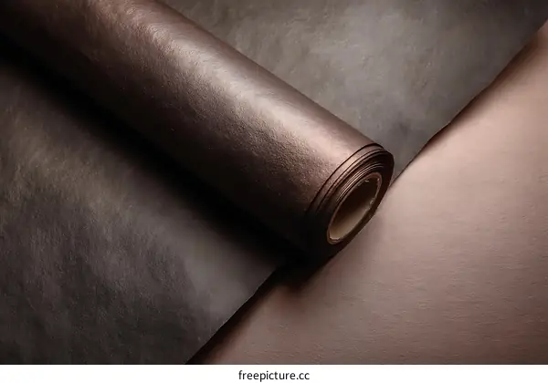 Rolled Metallic Dark Brown and Rose Gold Paper Sheets