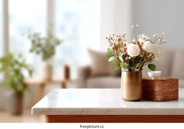 Modern Home Decor with Flowers and Vase